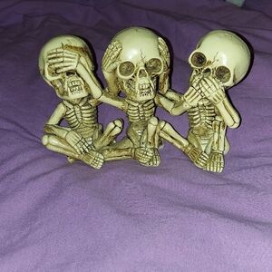 Three Wise Skeletons Figurine - Ivory Bone Accent